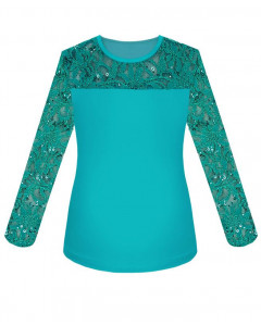 Бирюзовый джемпер (блузка) для девочки 77524-ДНШ19