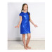Синее нарядное платье для девочки 76321-ДН17