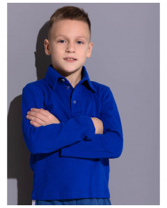 Рубашка-поло с длинными рукавами синего цвета 66352-МШ21