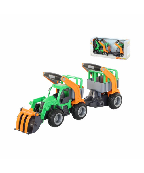ГрипТрак, трактор-погрузчик с полуприцепом для животных (в коробке)