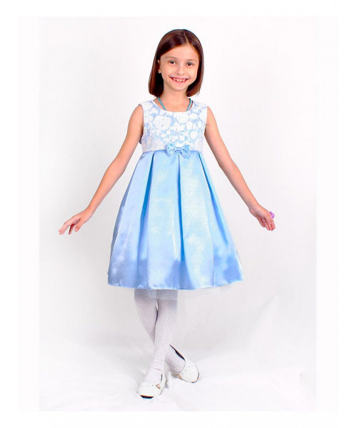 Голубое нарядное платье для девочки 82625-ДН18