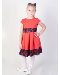 Коралловое платье для девочки со складками 83236-ДН22