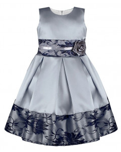 Нарядное серебряное платье для девочки 83323-ДН18