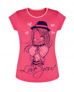Розовая футболка для девочки 83422-ДЛС19