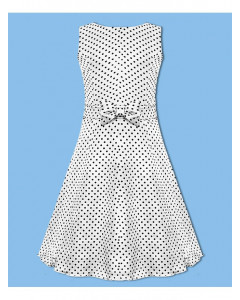 Белое платье в горошек для девочки 77394-ДЛ16