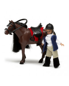 Куклы для домика Девочка и лошадь