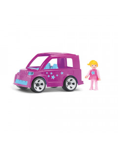 Городской розовый автомобиль с водителем игрушка 17 см