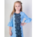 Голубое платье для девочки с воланами 84201-ДН19
