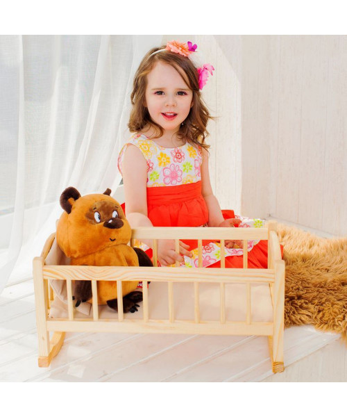 Классическая кроватка для кукол, бежевый текстиль