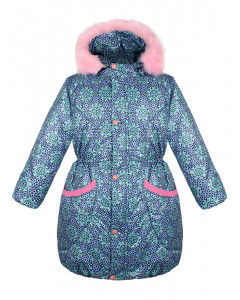 Тёплая куртка для девочки бирюзового цвета 84076-ДЗ19