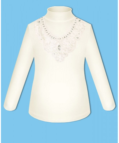 Молочная блузка с декором для девочки 8404-ДНШ19