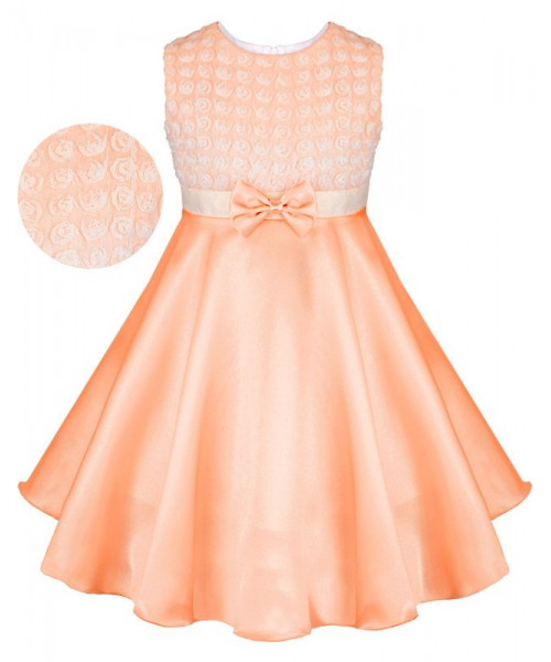 Персиковое нарядное платье для девочки 76603-ДН16