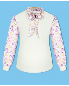Школьный джемпер (блузка) для девочки с шифоном 80927-ДШ21