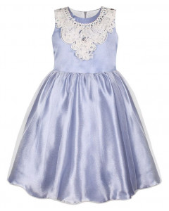 Нарядное платье для девочки серебристо-серого цвета 84034-ДН19