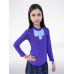 Школьная фиолетовая водолазка (блузка) с рюшами для девочки