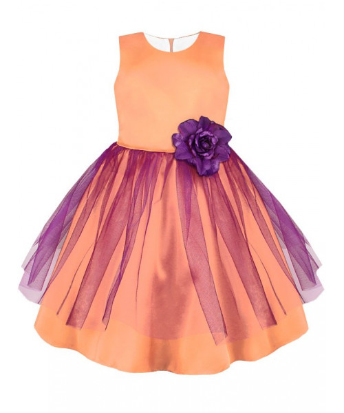 Нарядное персиковое платье для девочки 82361-ДН19