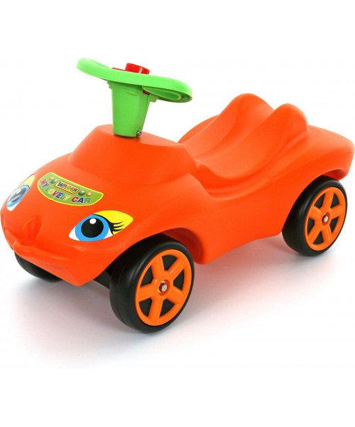 Каталка Мой любимый автомобиль оранжевая со звуковым сигналом