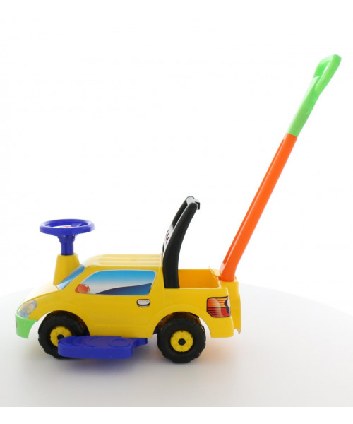 Автомобиль-каталка Пикап с ручкой - №2 (жёлтый)