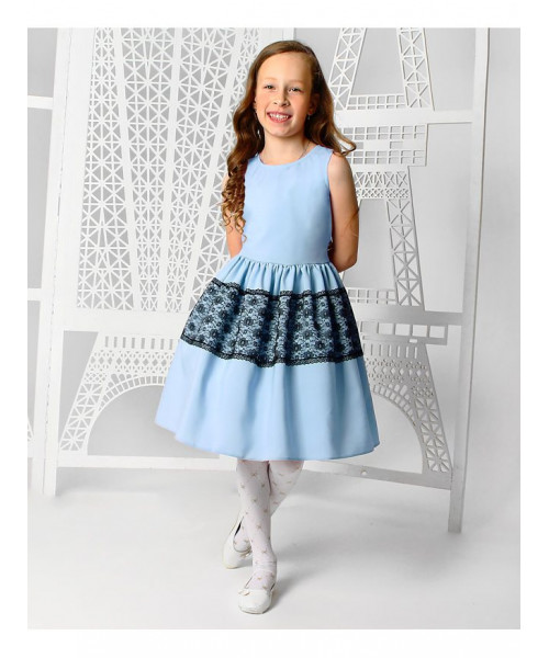 Нарядное платье голубого цвета для девочки 82561-ДН19